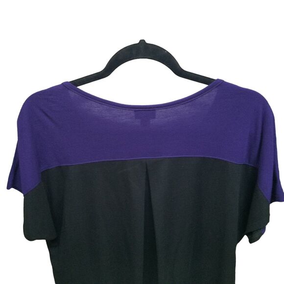 Worthington Womens Sz M Black Purple Solid Cap Sleeve Blouse - Picture 5 of 9